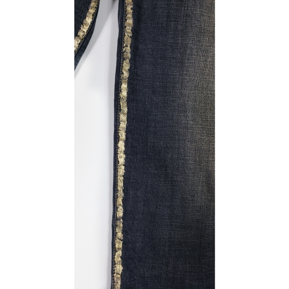 V Cristina Gold Painted Denim Cropped Pants P8 - Picture 7 of 8